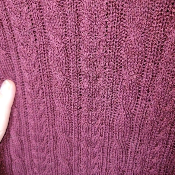 Bleu Gray Small cable knit tunic length crew neck sweater relaxed fit burgundy - Picture 4 of 6